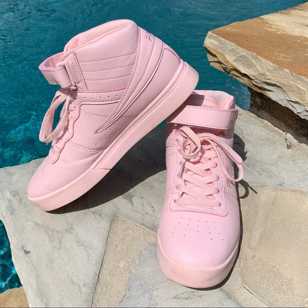 Pink Fila hi tops